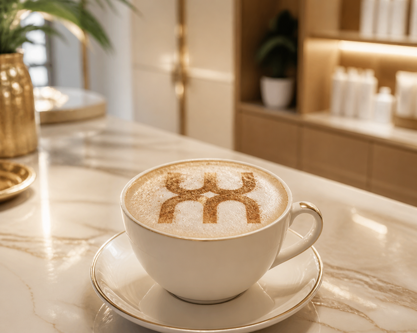 Cappuccino served at a Woody Michleb Beauty Salon visit